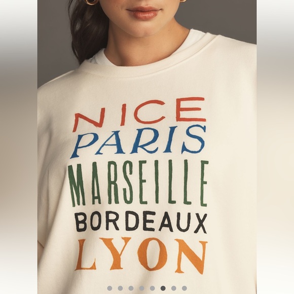 Anthropologie Cream Graphic Sweatshirt - Picture 6 of 9